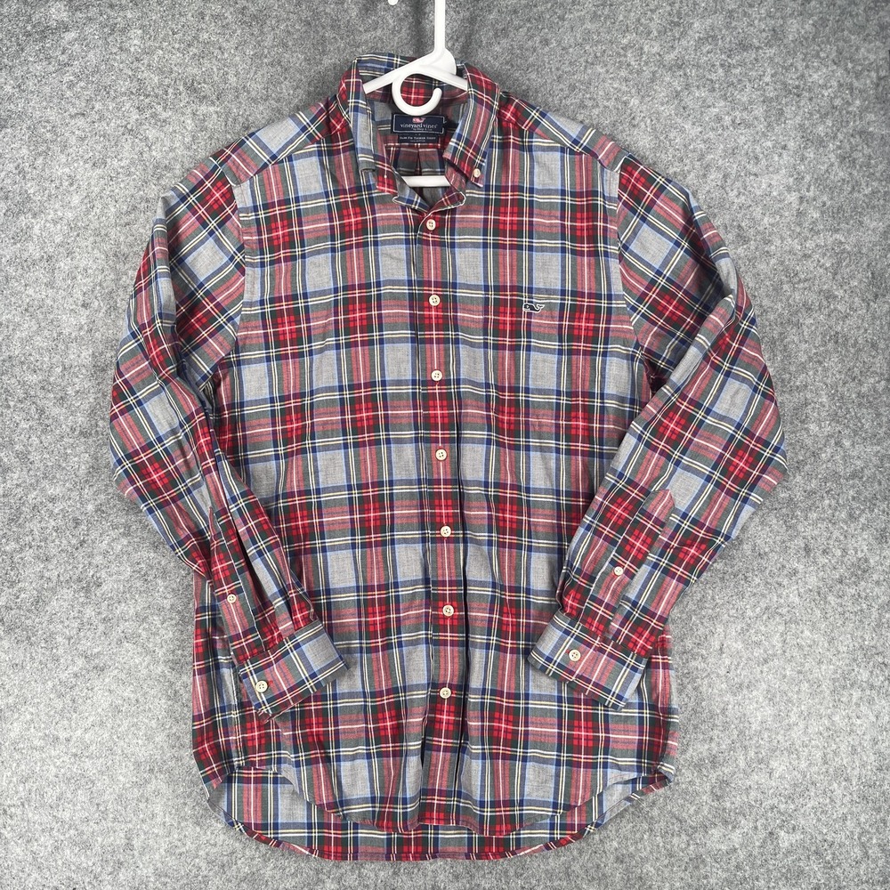 Vineyard Vines Shirt Mens Medium Plaid Slim‎ Fit Tucker Button Down